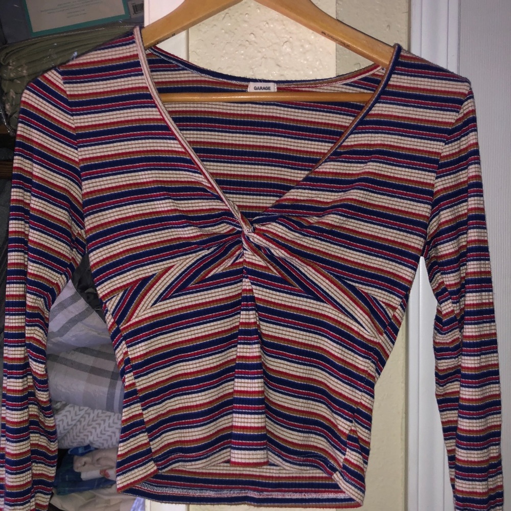 colorful stripped garage cropped top